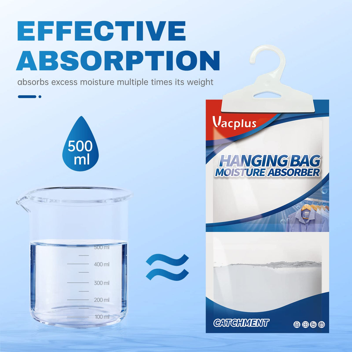 Vacplus Moisture Absorbers Packets, Blue, 30.0 x 16.0 cm
