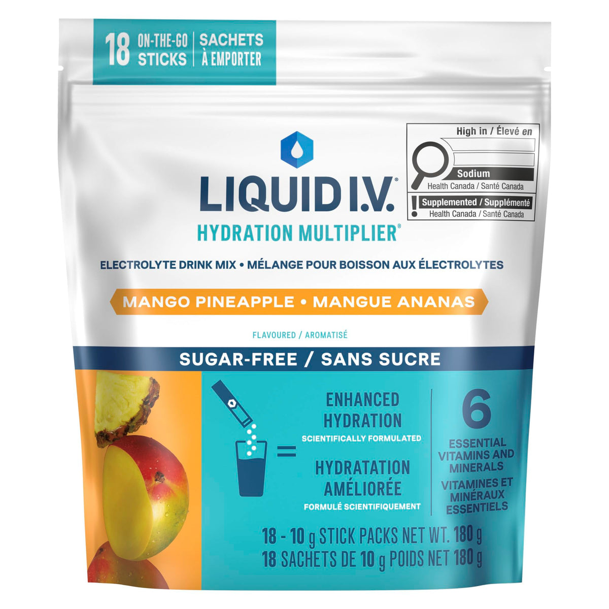 Liquid I.V. Hydration Multiplier Drink Mix, Mango Pineapple, 18 Sticks