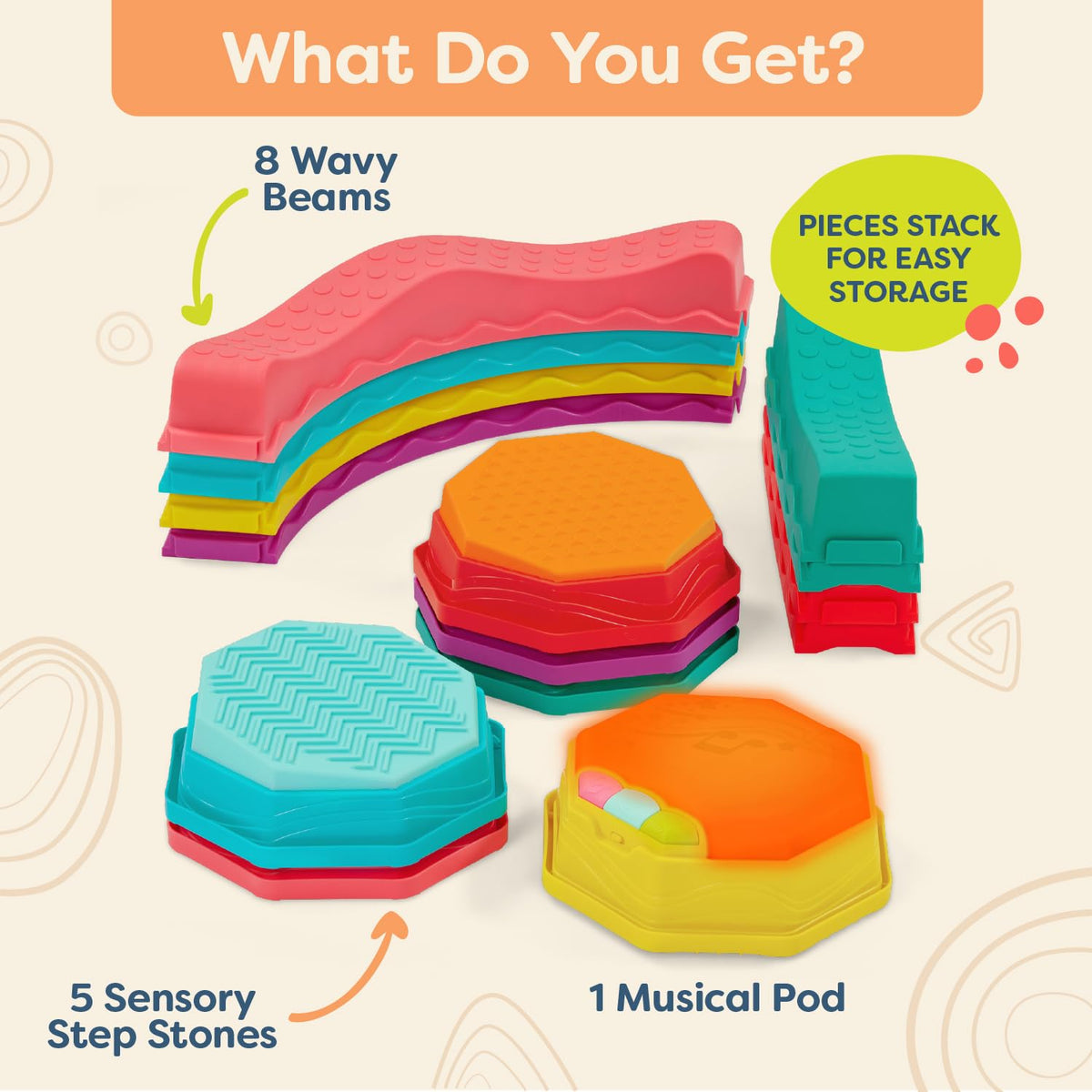 B. toys Balance Beam Set, Musical Wavy Beams, Summer