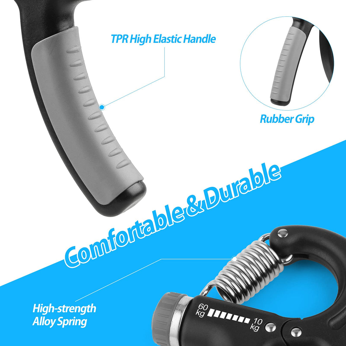 NIYIKOW Adjustable Hand Grip Strengthener, 10-60 kg, Grey (2 Pack)