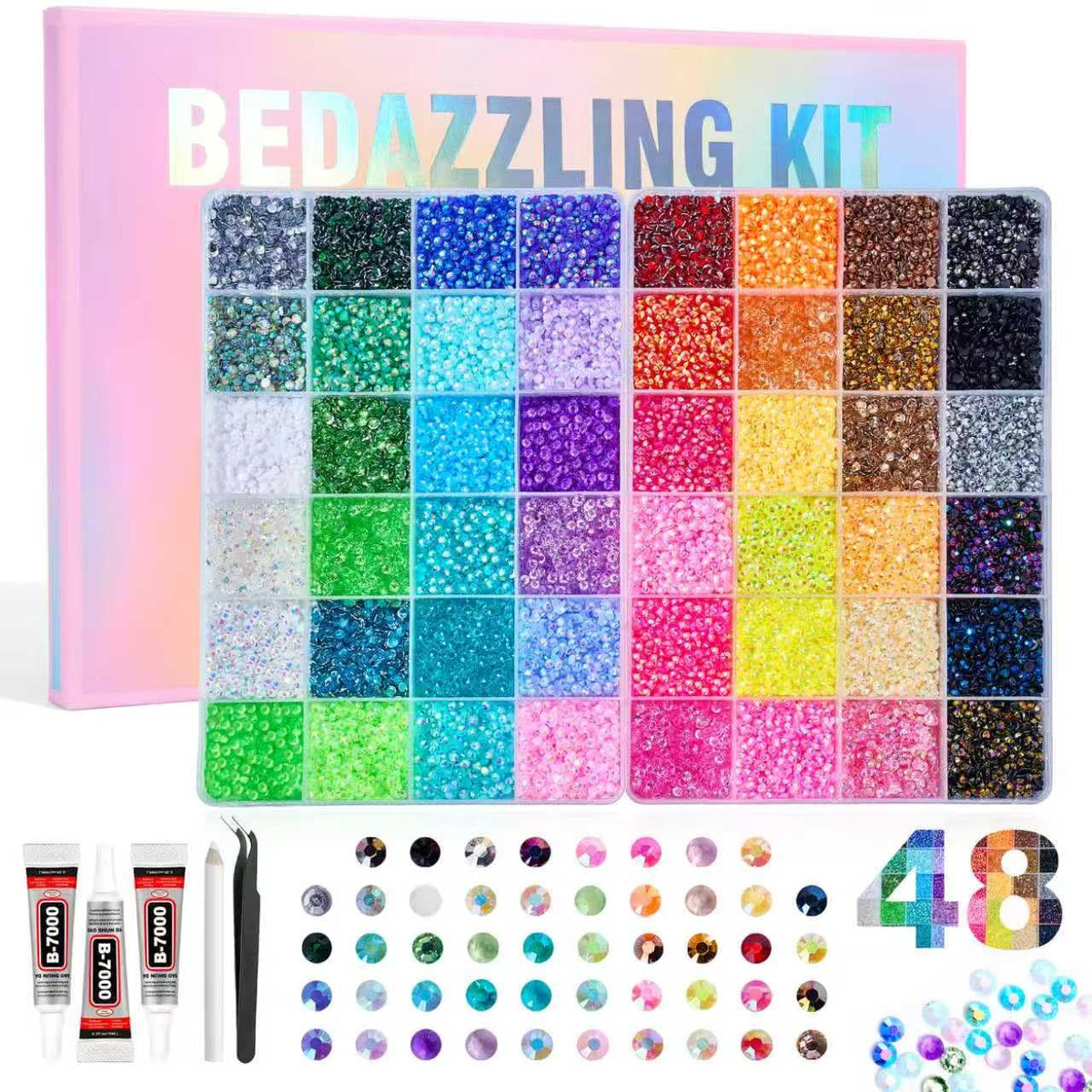 Resin Jelly Rhinestones Bedazzling Kit, 44000 Pcs, 48 Colors, 3mm