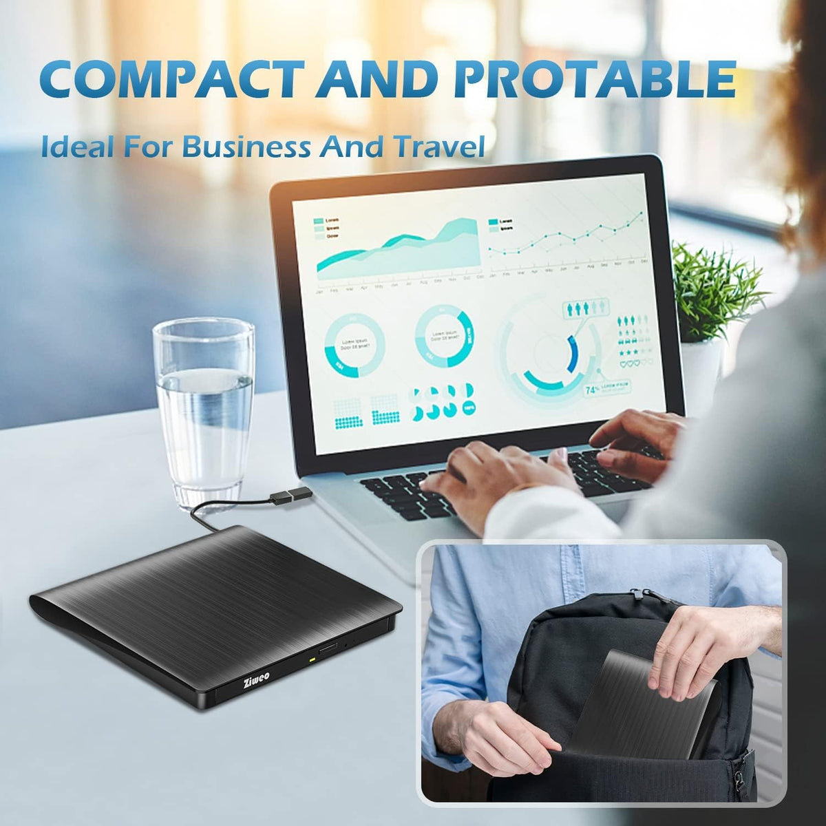 Portable USB 3.0 Type-C External CD/DVD Drive