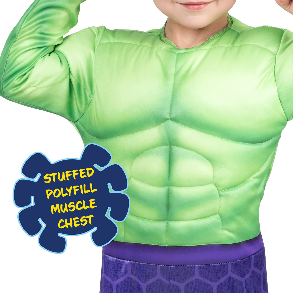 Marvel Hulk Toddler Costume with Padded Jumpsuit and Mask, 3T-4T
