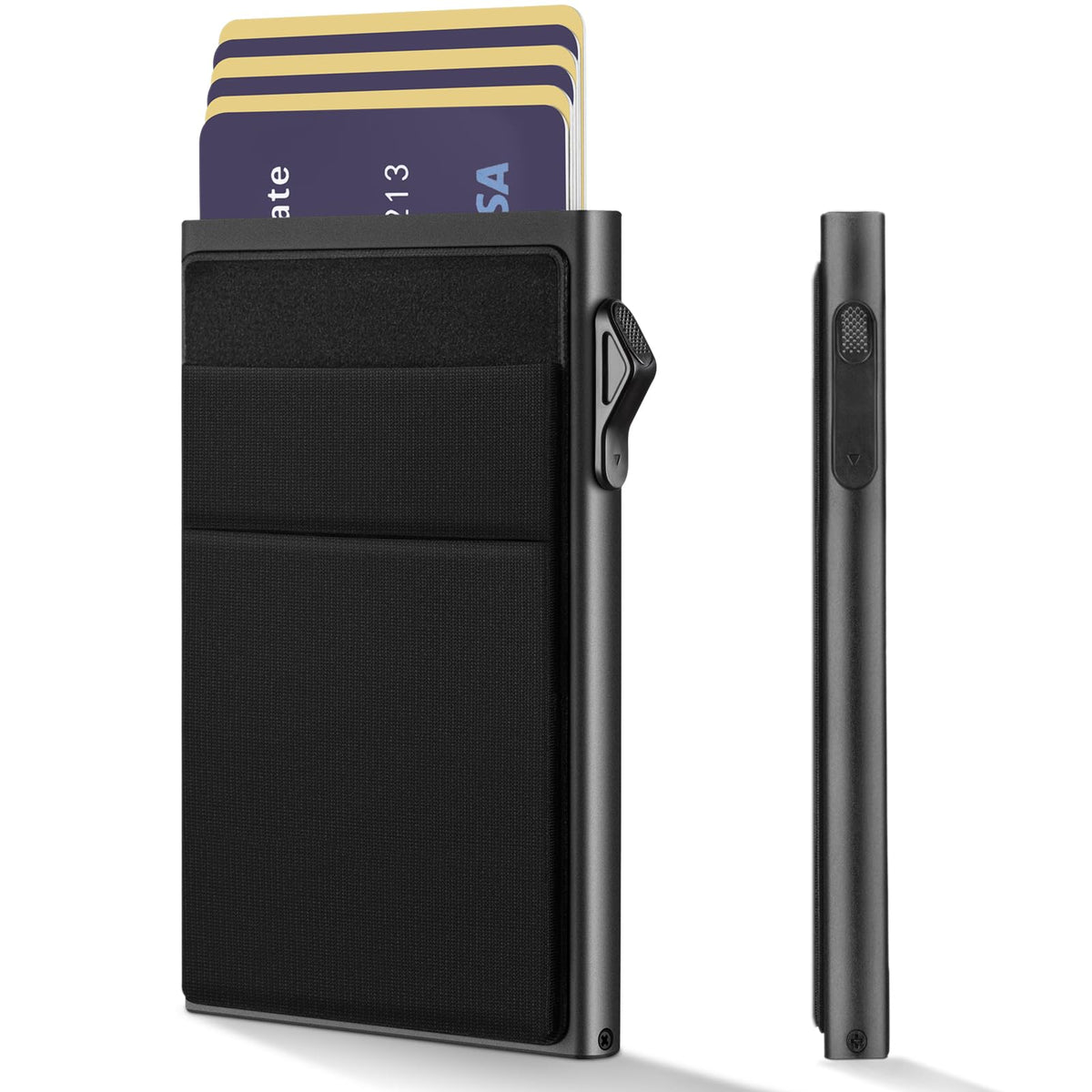 YESIIW Pop-Up RFID-Blocking Aluminium Card Holder Wallet, Black