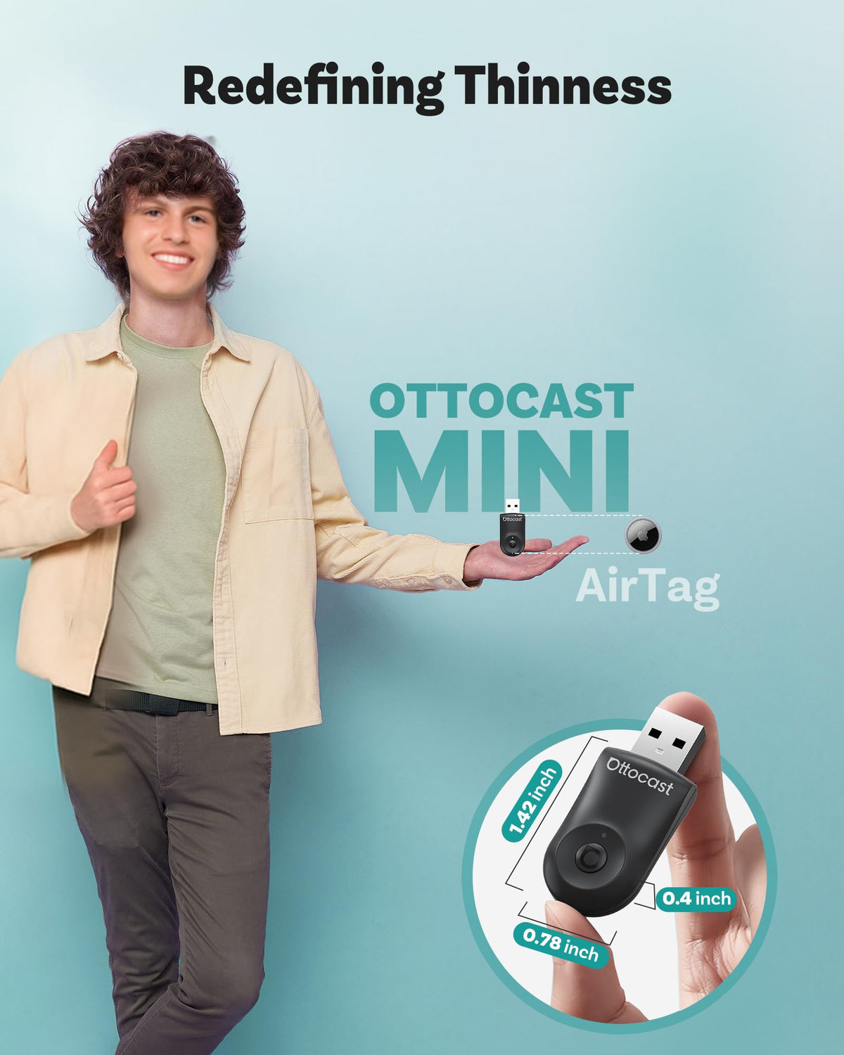 OTTOCAST Mini 2025 Wireless CarPlay and Android Auto Adapter