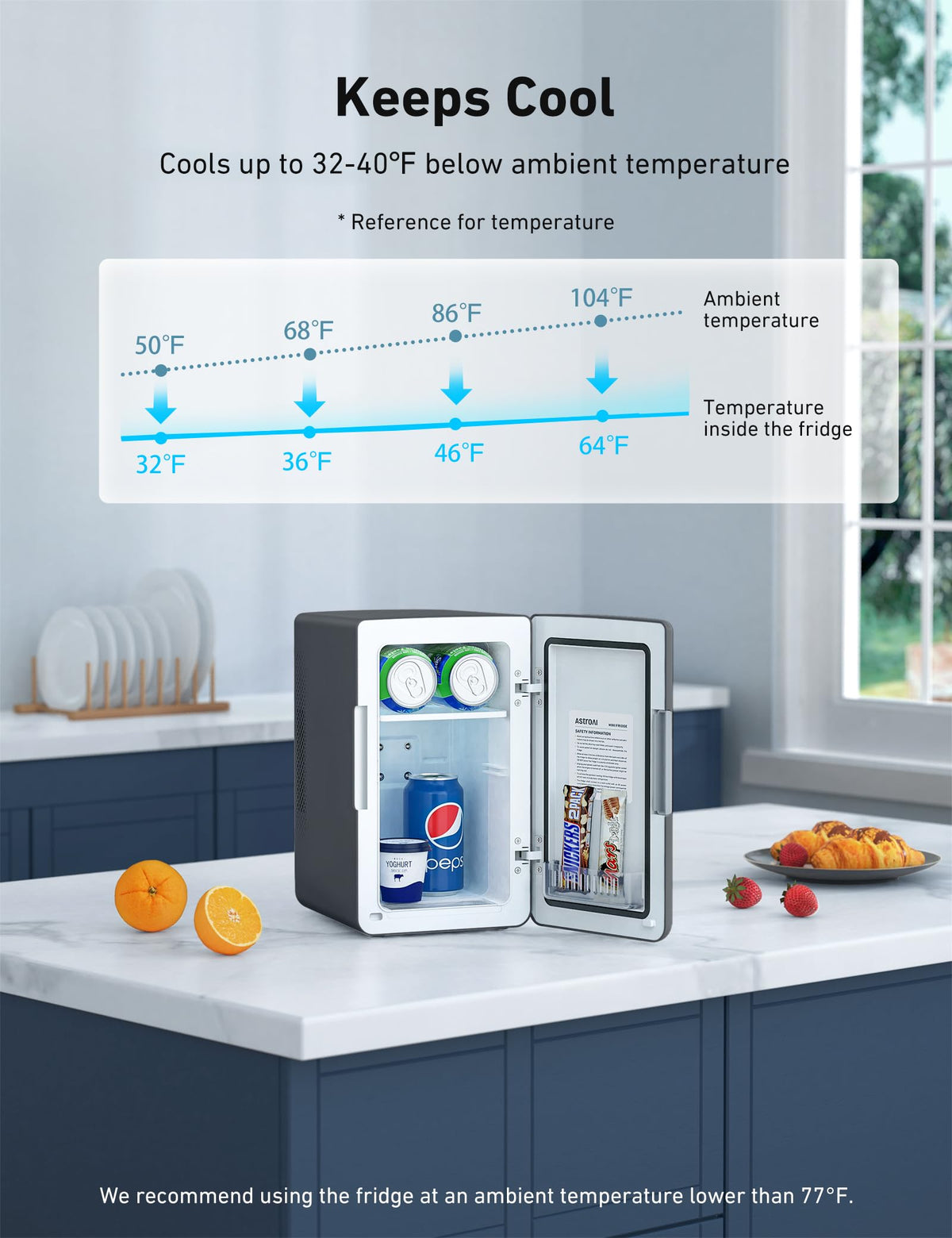 AstroAI Mini Fridge 2.0, 6 L, Dark Grey