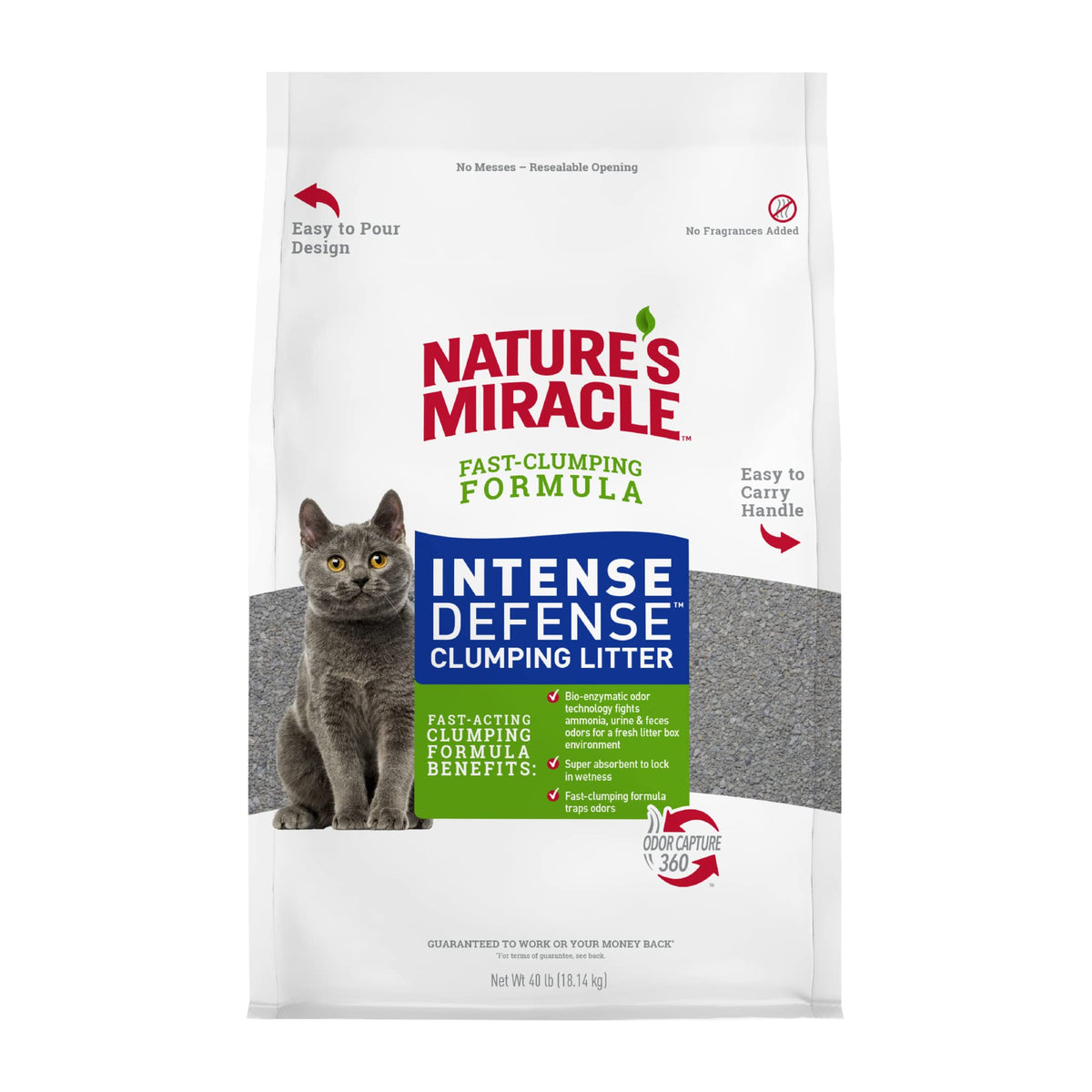 Nature's Miracle Intense Defense Clumping Litter, 40 lbs