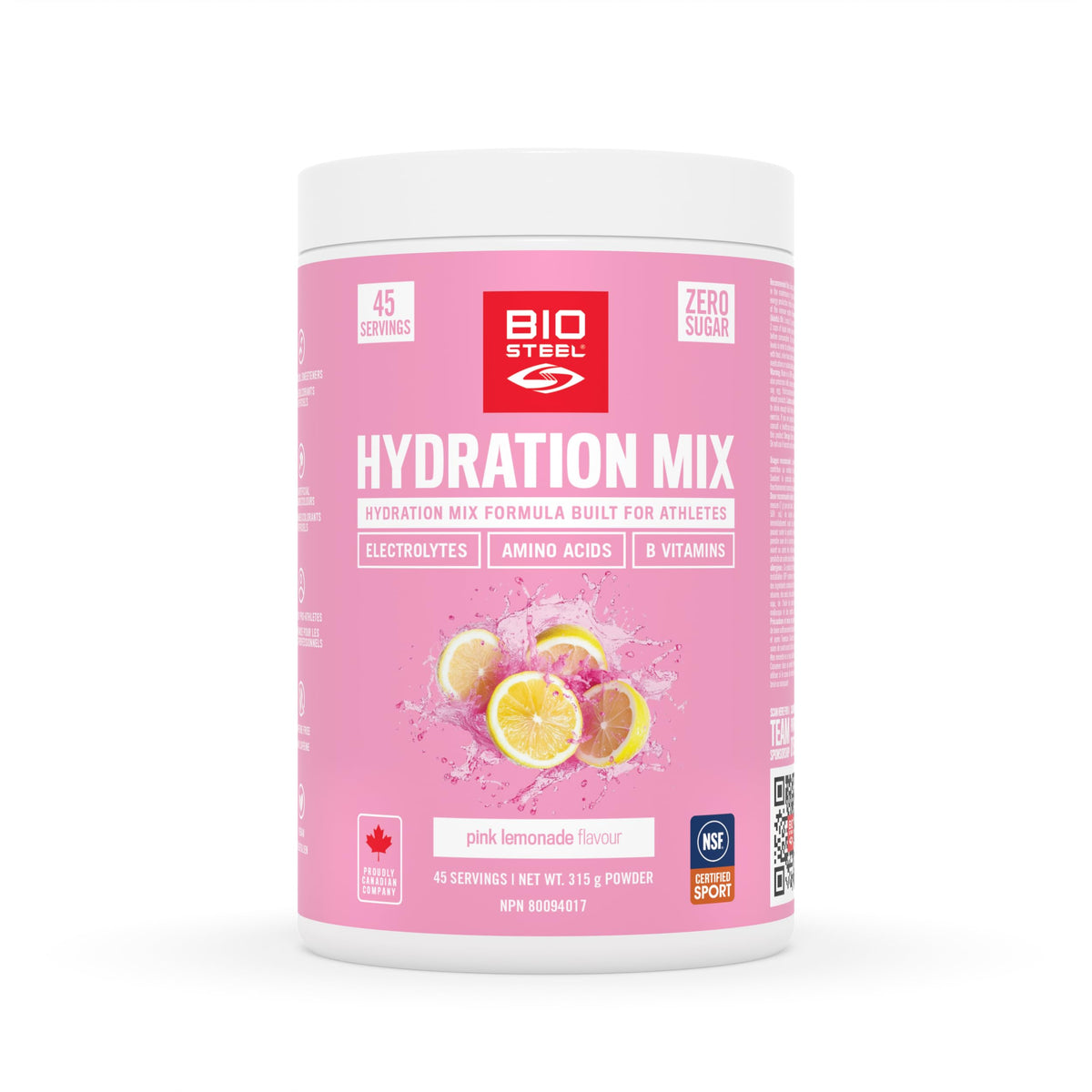 BioSteel Hydration Mix, Pink Lemonade, 45 Servings
