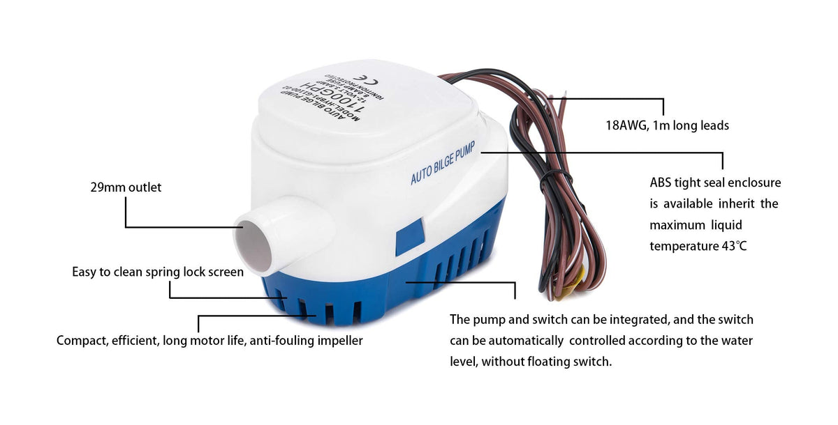 Dontmiss 1100 GPH 12V Automatic Submersible Bilge Pump