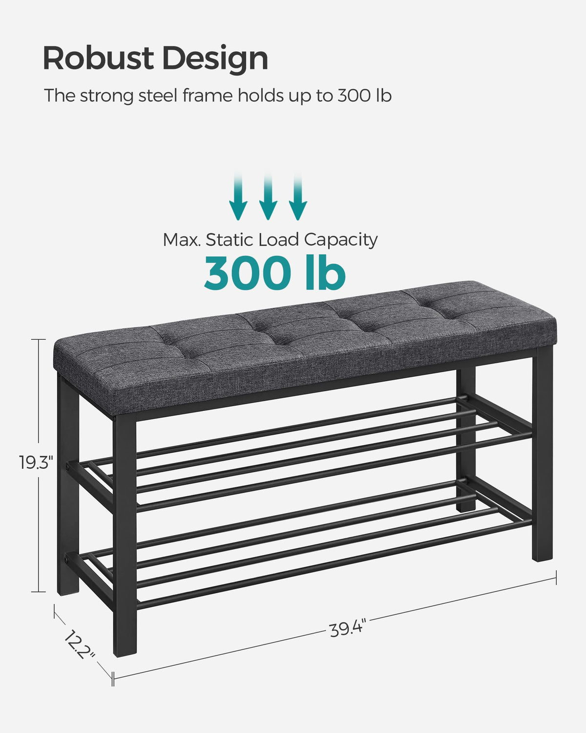 SONGMICS Shoe Storage Bench, Entryway Bench With Cushion