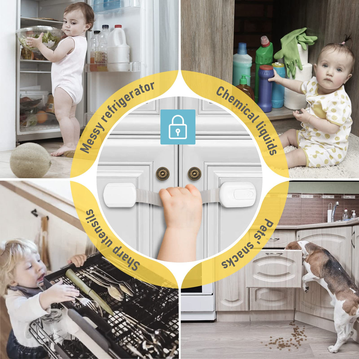 4our Kiddies Adhesive Child Safety Cabinet Latches, 14 Pack