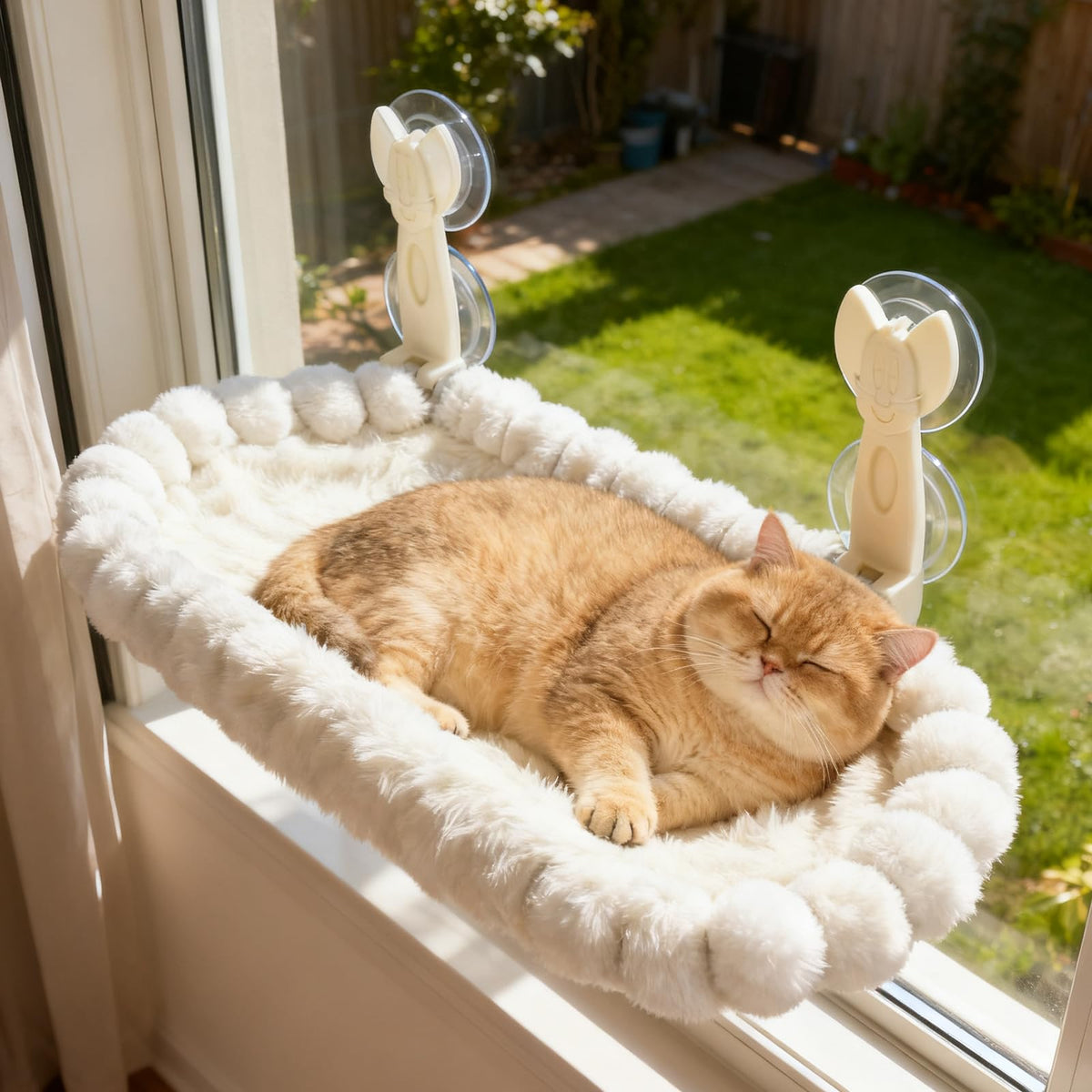 Ceecysaa Cat Window Perch Hammock with Suction Cups and Metal Frame