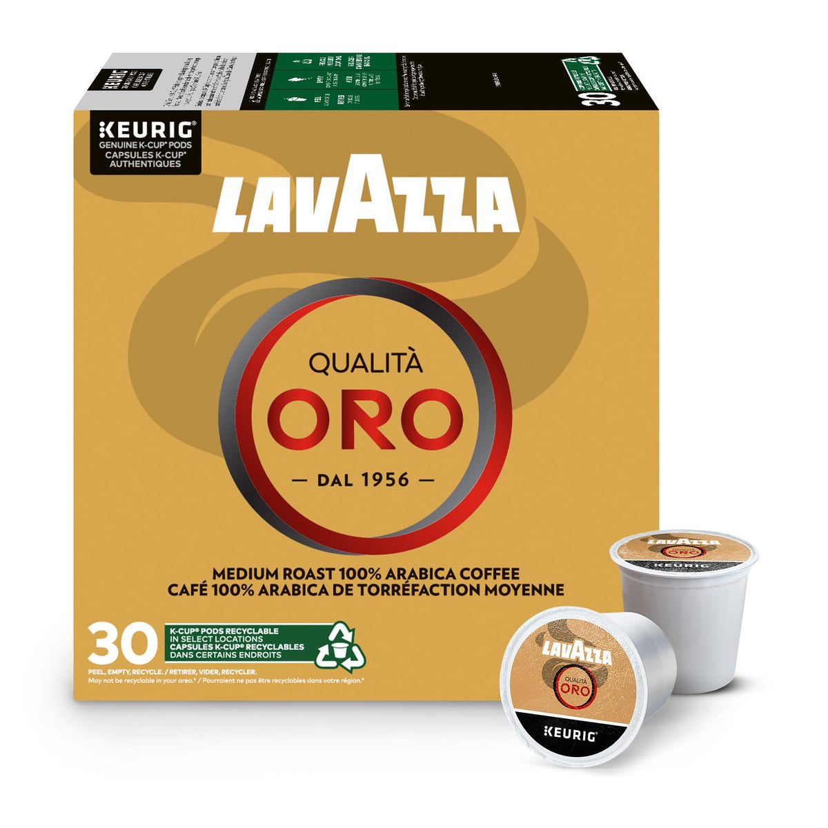 Lavazza Qualità Oro Medium Roast K-Cup Pods, 30 Count