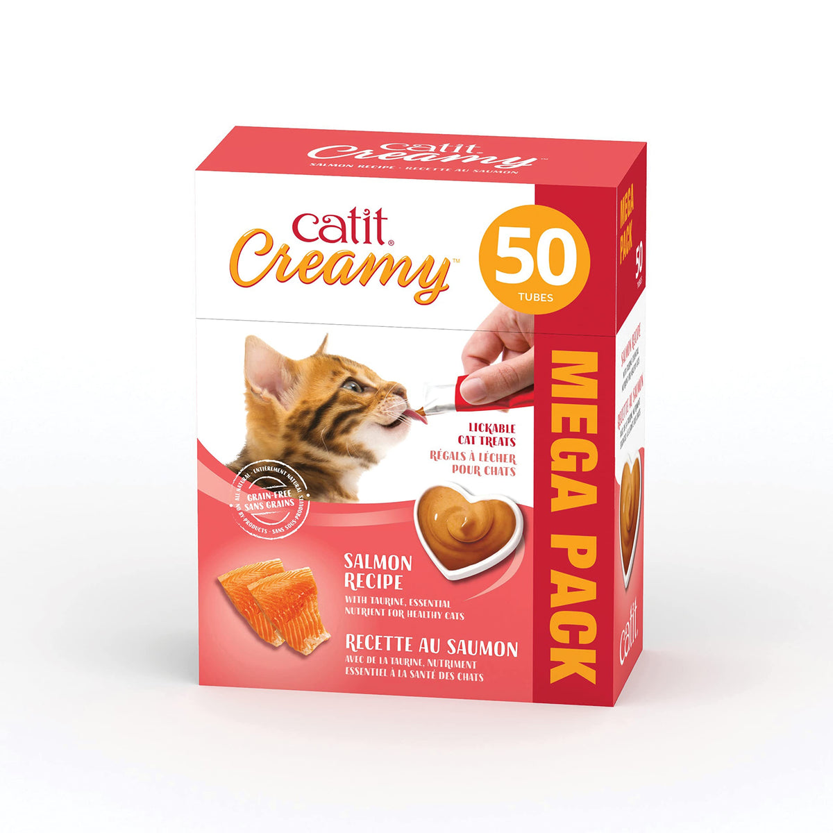 Catit Creamy Lickable Cat Treats, Salmon, 50 Tubes