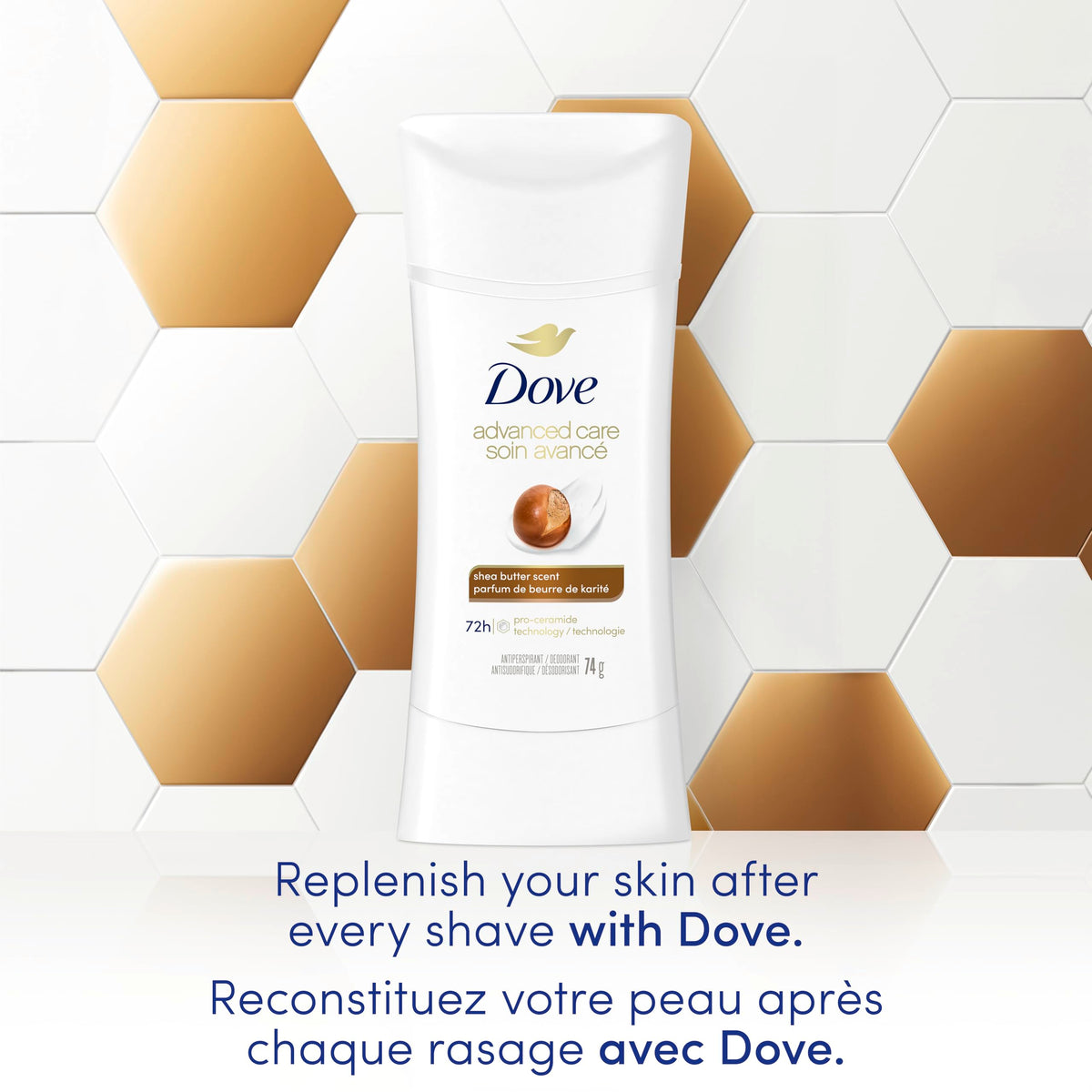 Dove Advanced Care Women's Antiperspirant Stick, 74 g, 3 Pack