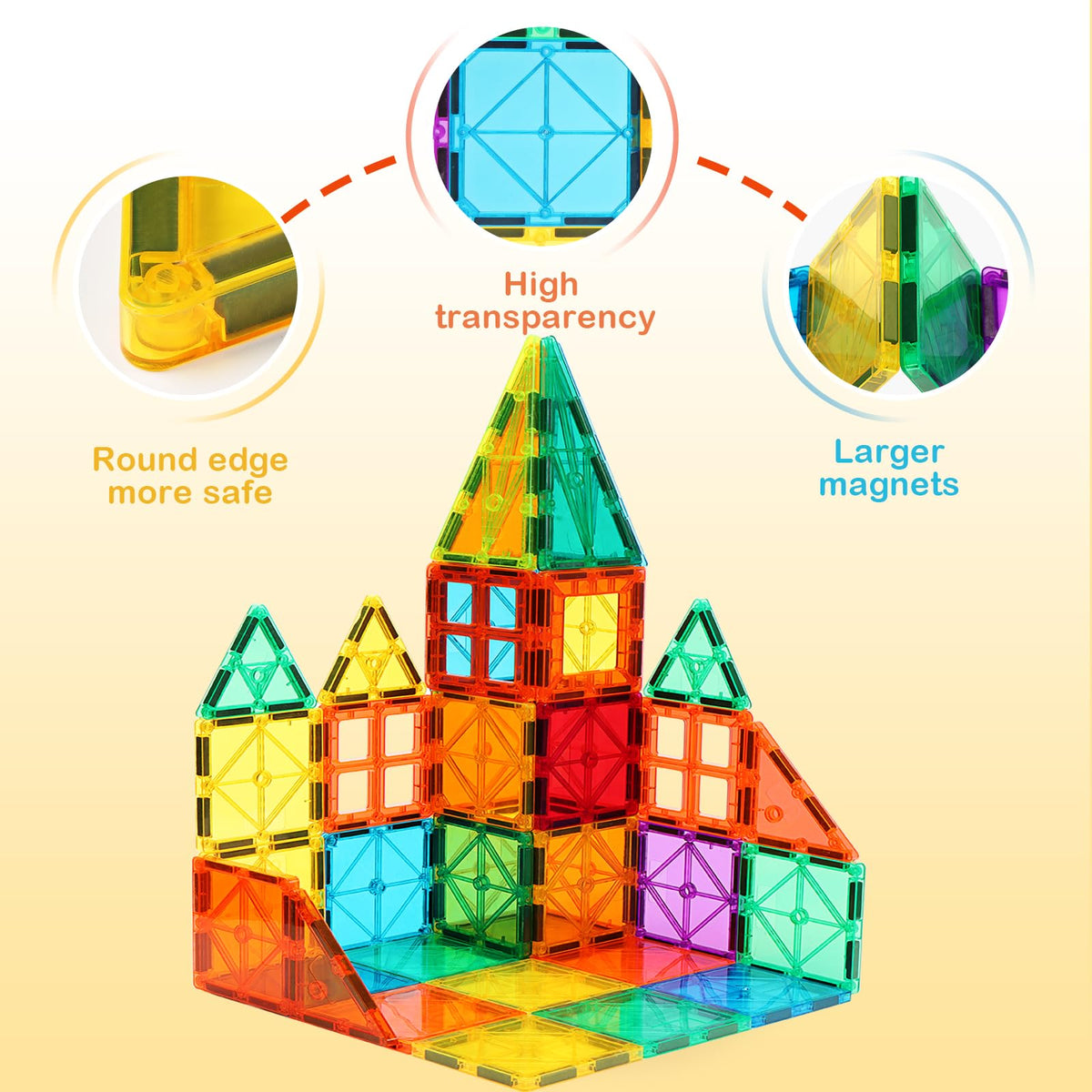 FNJO Magnetic Tiles Building Set, 110 Pieces