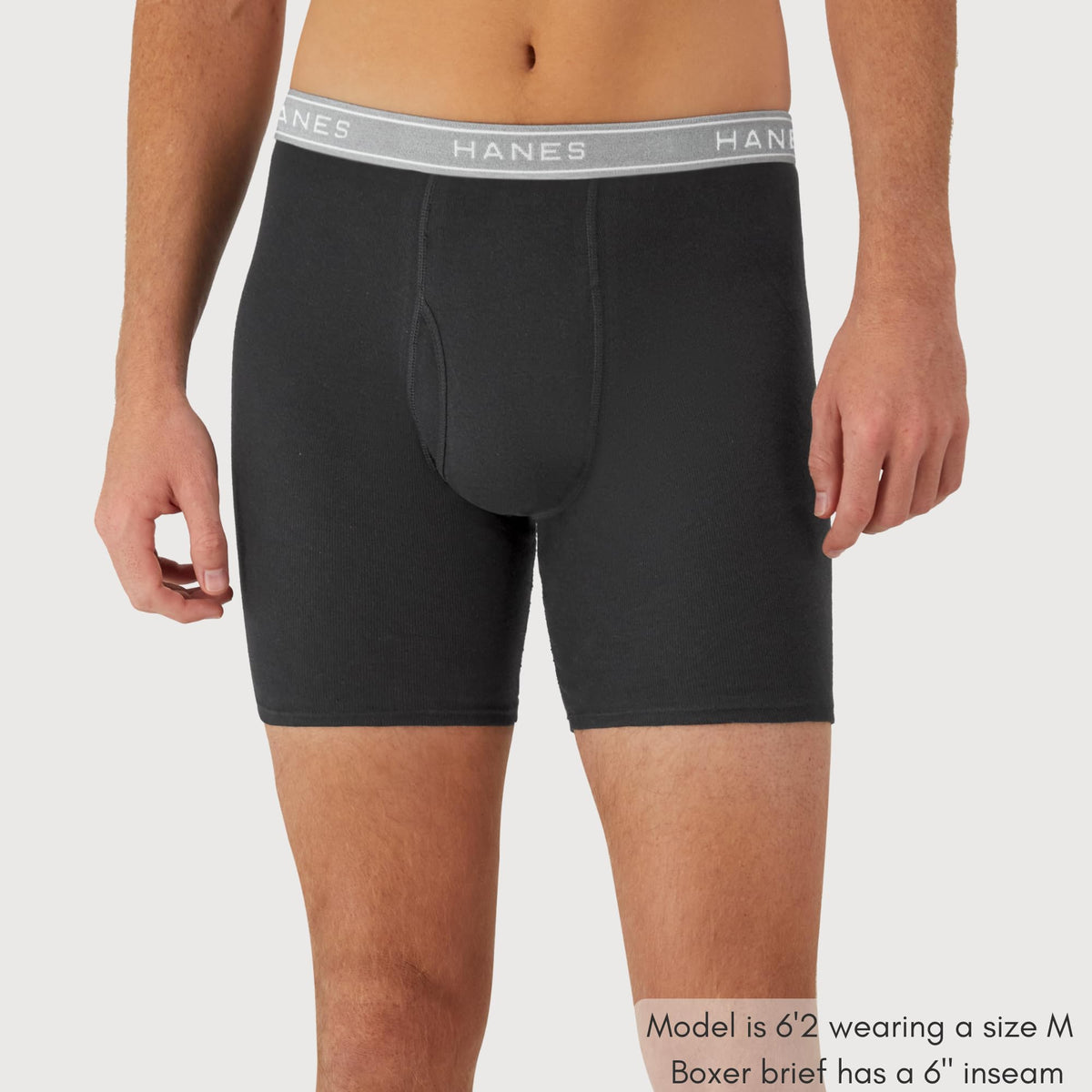 Hanes Cool Dri Boxer Briefs for Men, 6 Pack, Black/Gray, X-Large