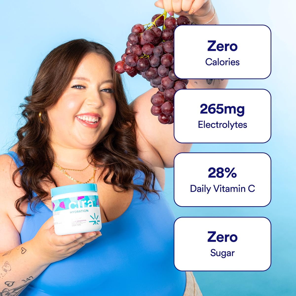 Cira Hydration Electrolyte Powder, Very Grapeful, 45 Servings