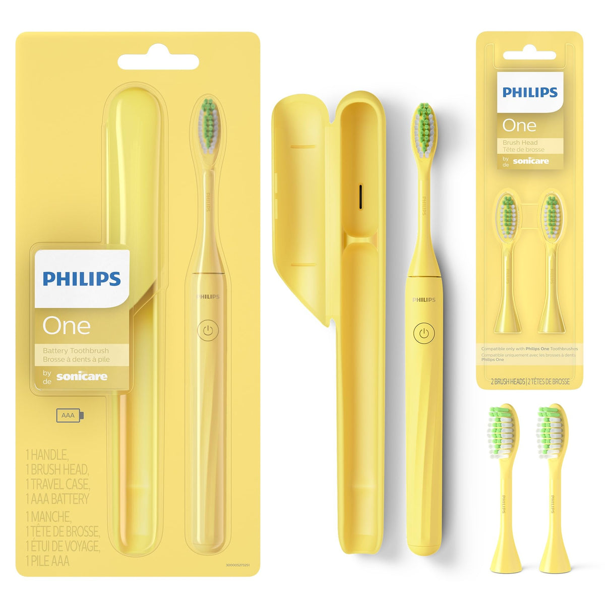 Philips One by Sonicare Battery Toothbrush Bundle, Mango, BD30001/AZ