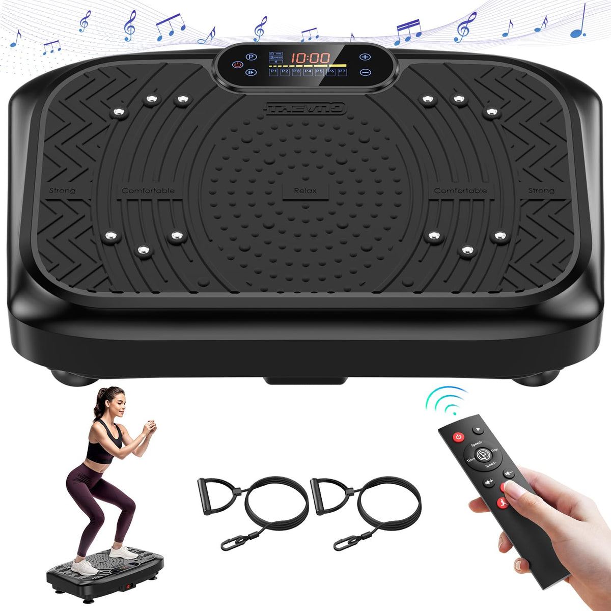 Vibration Plate Exercise Machine with Bluetooth, 450 lb, Raven Black