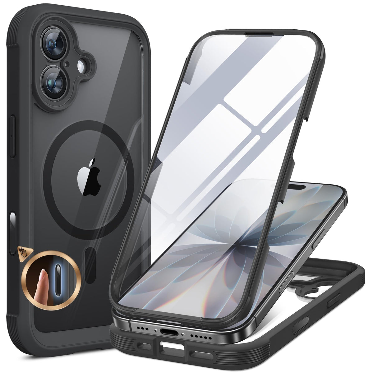 Miracase Full-Body Bumper Case for iPhone 17, 6.3 Inch, MagSafe, Black