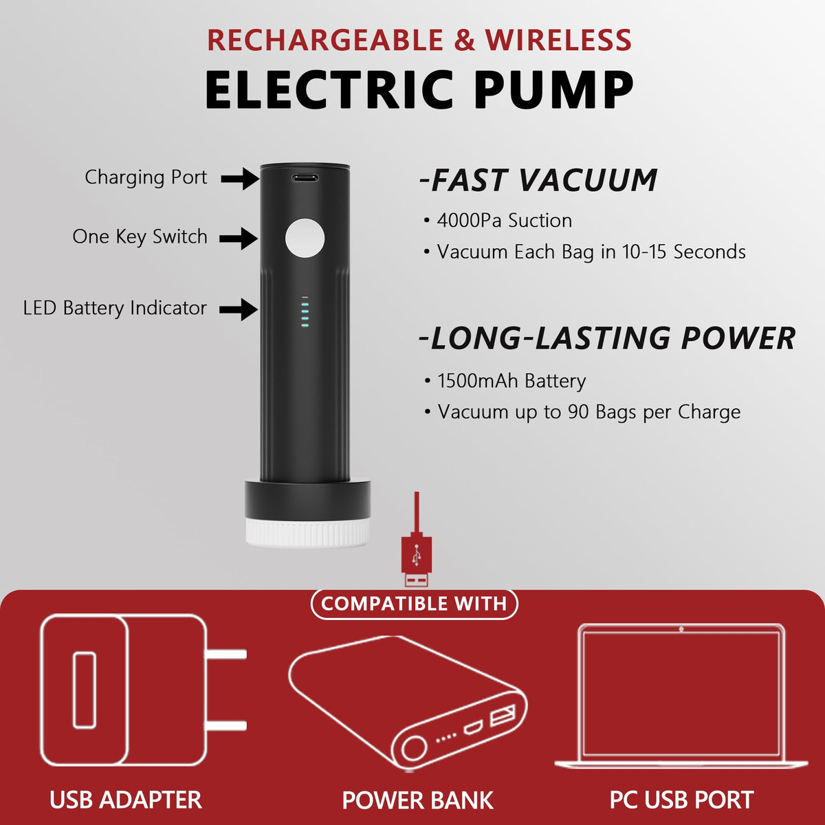 Travel Vacuum Bags with Rechargeable Electric Pump, 18 Combo