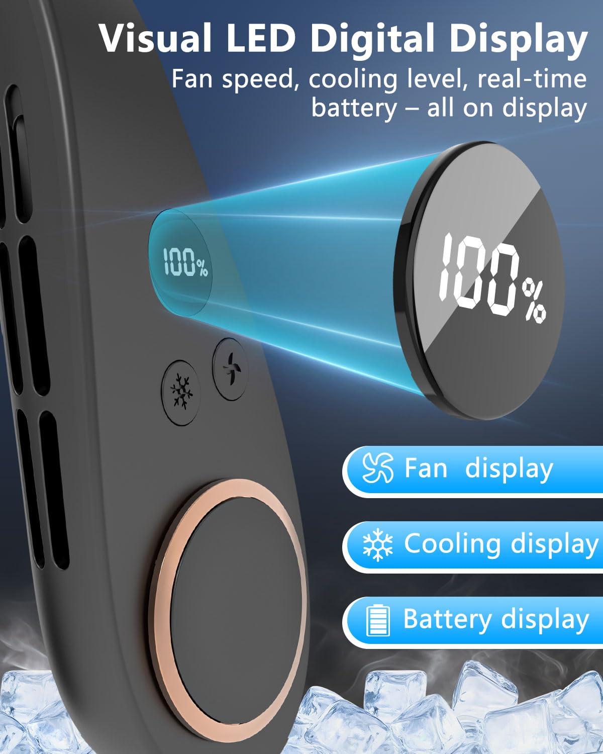Neck Fan with Cooling Plate, 5500mAh, Black