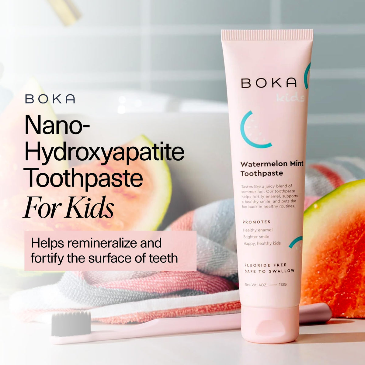 Boka Kids' Training Toothpaste, Watermelon Mint, 113 g