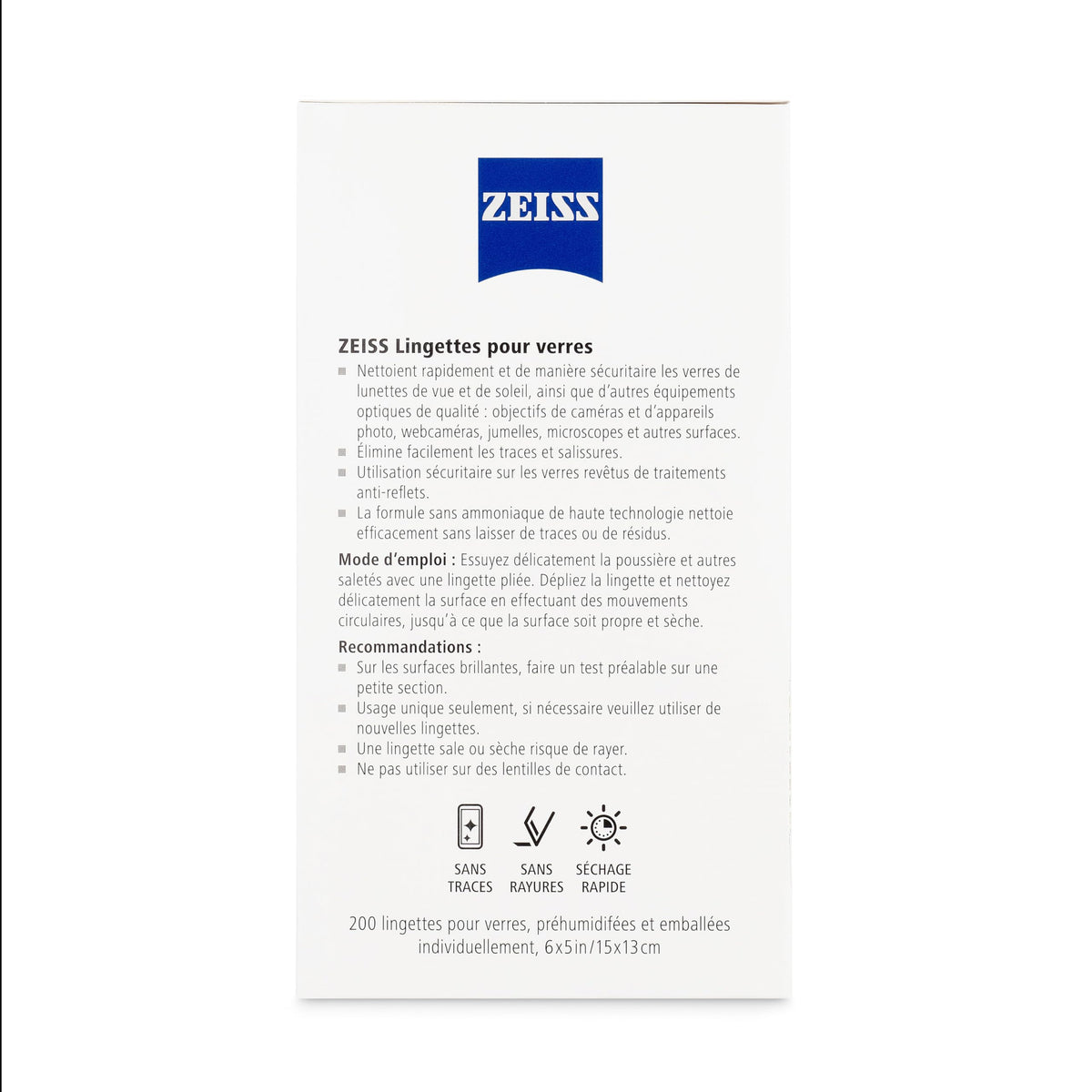 ZEISS Pre-Moistened Lens Cleaning Wipes, 200 Count