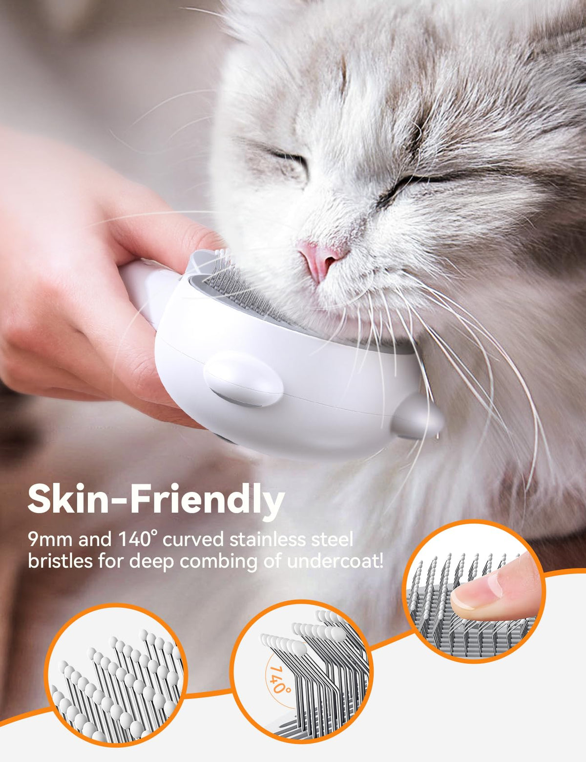 Cat Steam Brush with Release Button, USB Rechargeable