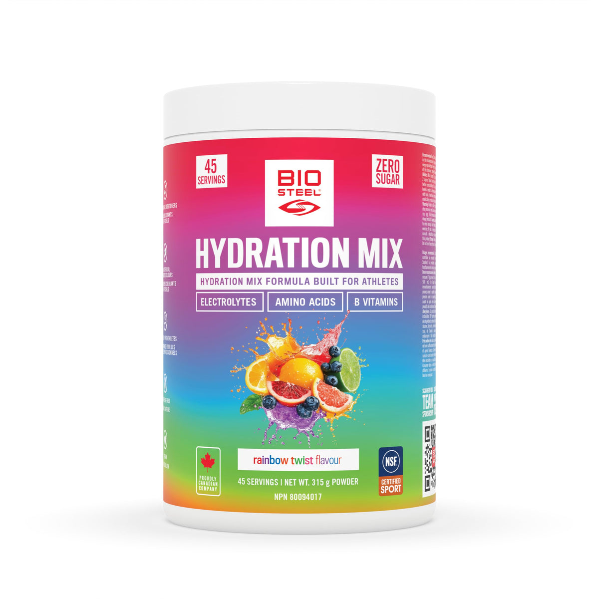 BioSteel Electrolyte Hydration Mix, Rainbow Twist, 45 Servings