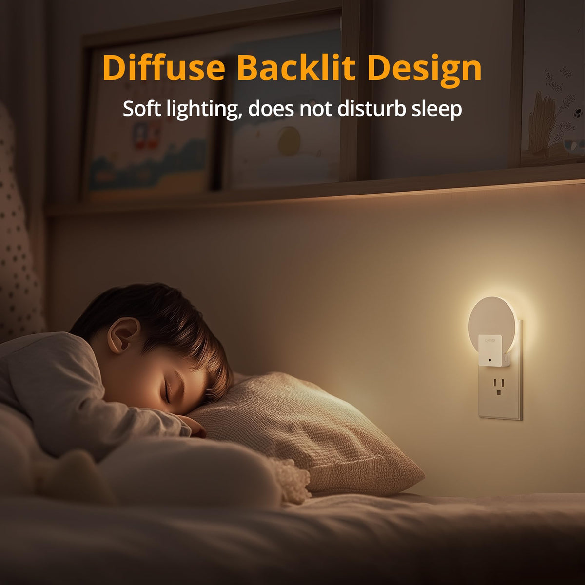 Lyridz Plug-In Backlit Night Light, Dusk to Dawn, Warm White (4 Pack)