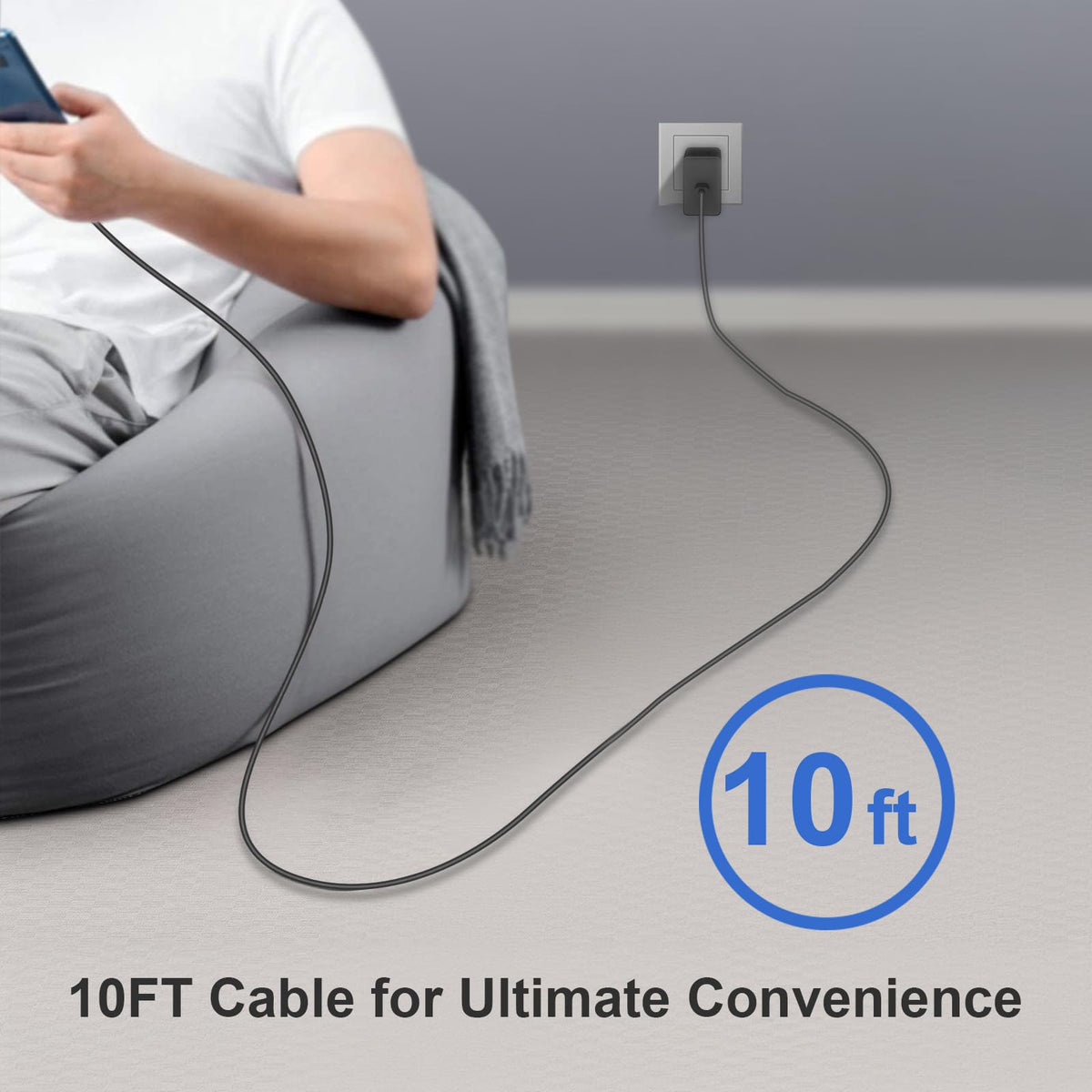 45W USB-C Fast Charger, 2 Pack with USB-C to USB-C Cable, Black