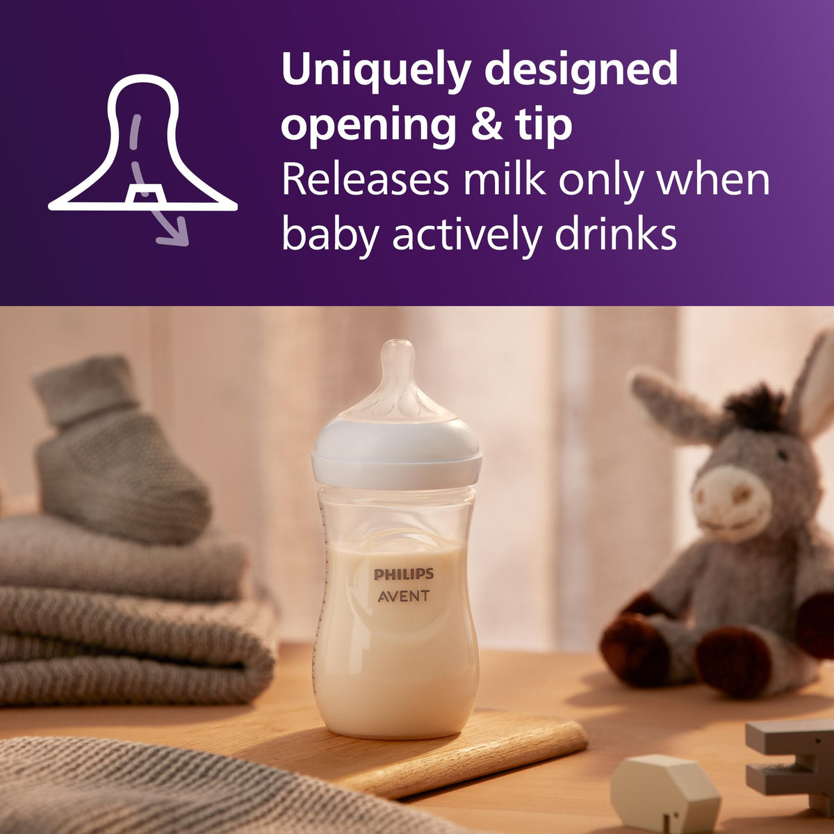 Philips Avent Natural Baby Bottles, Medium Flow, 9oz, 4-Pack