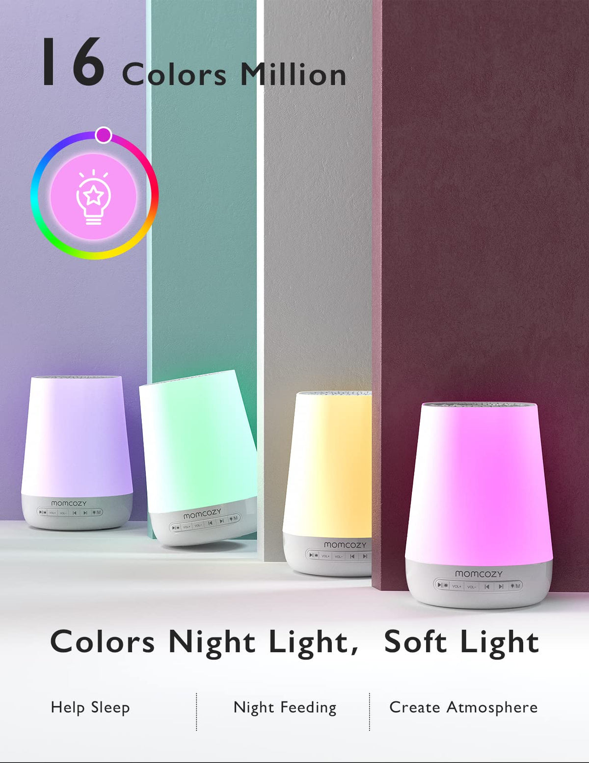 Momcozy Baby Sound Machine with Night Light, Blue