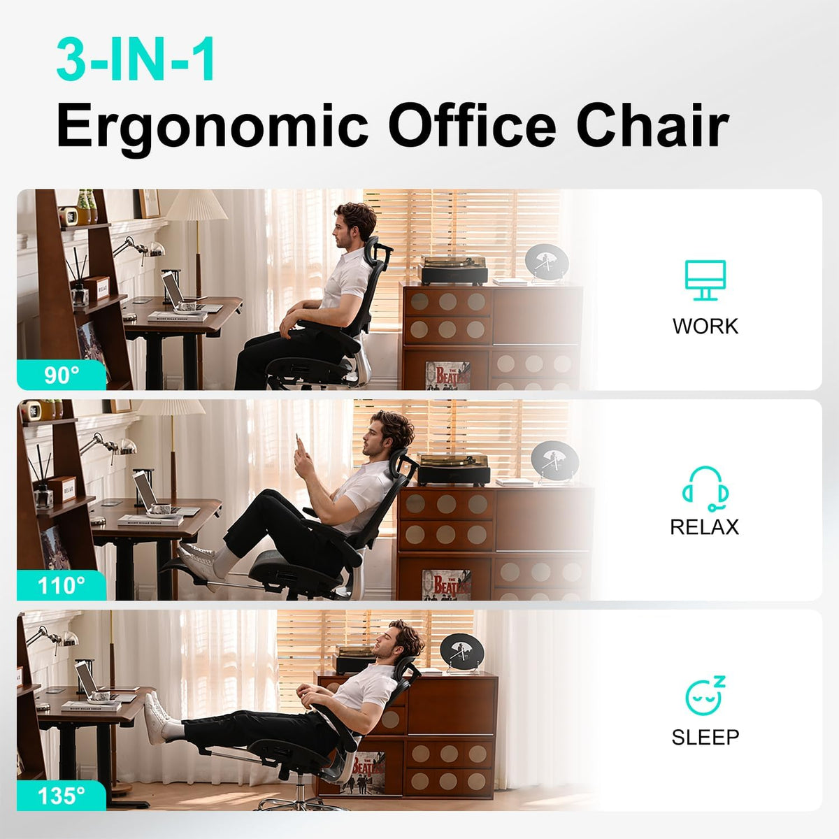 Ergonomic Mesh Office Chair with Tilt and Adjustable Headrest