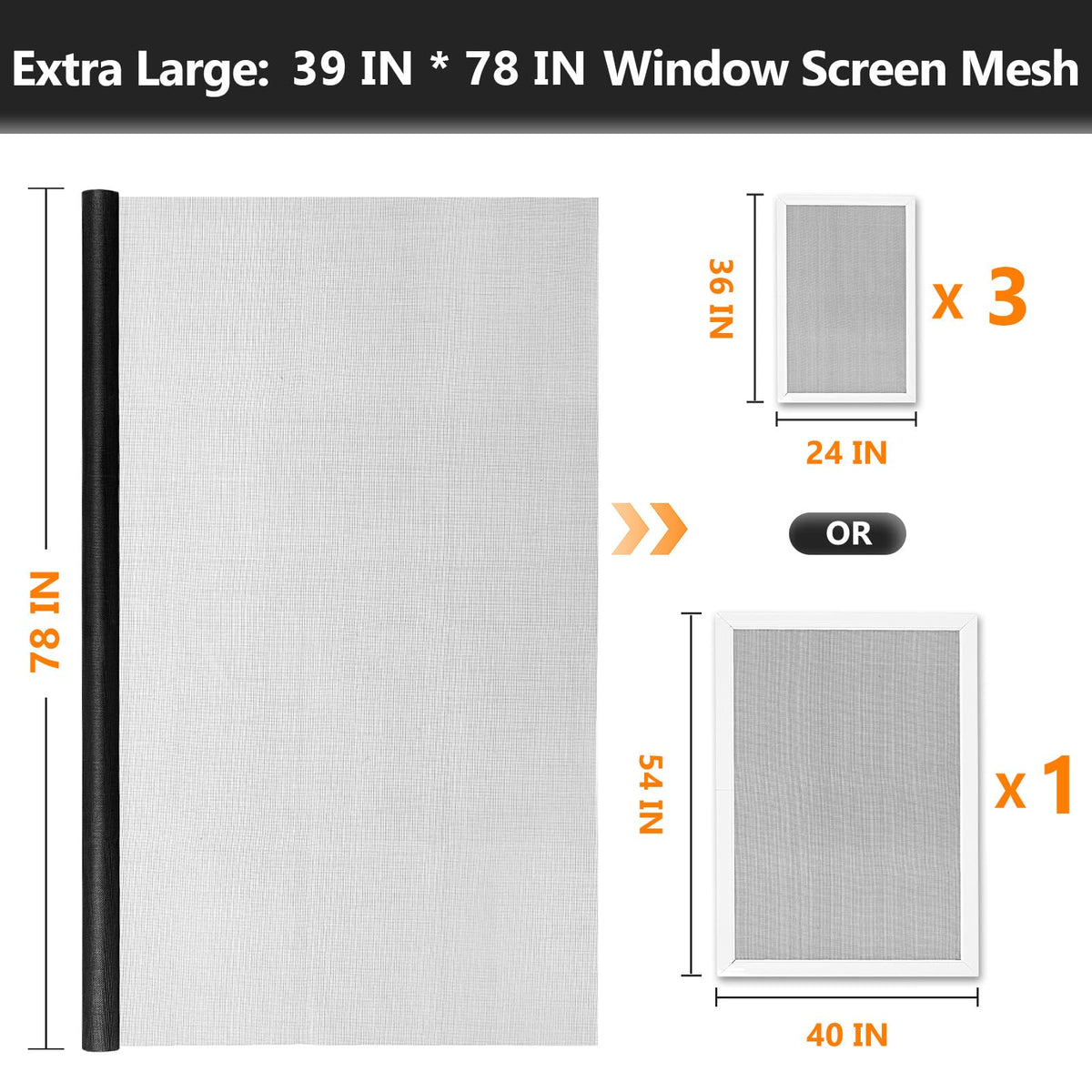 Secopad Fibreglass Window Screen Repair Kit, 39" x 78", Black
