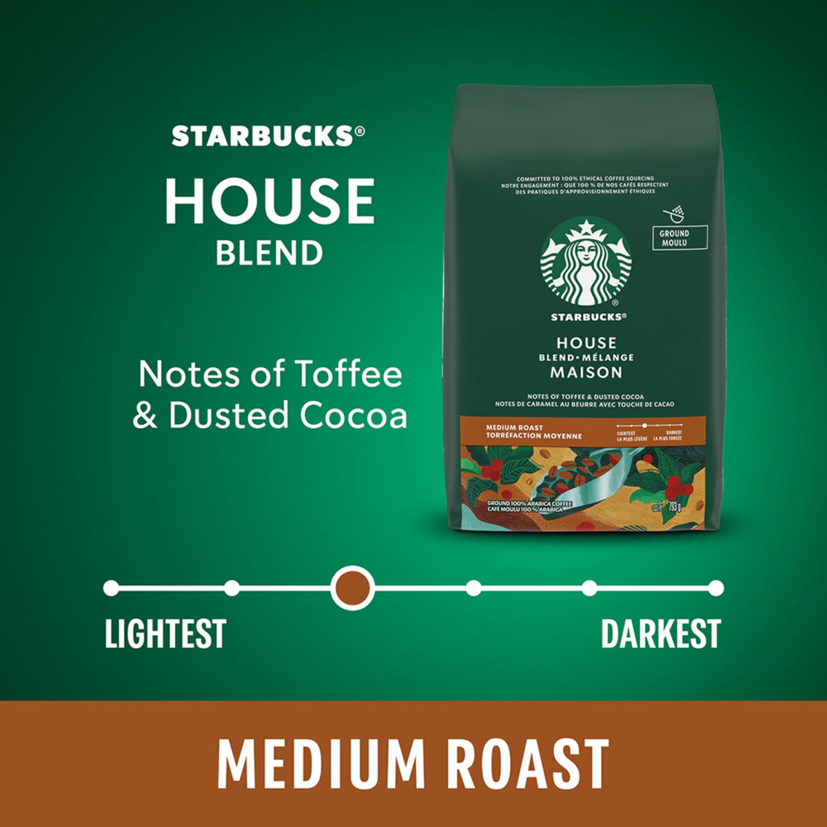 Starbucks House Blend Medium Roast Ground Coffee, 793 g