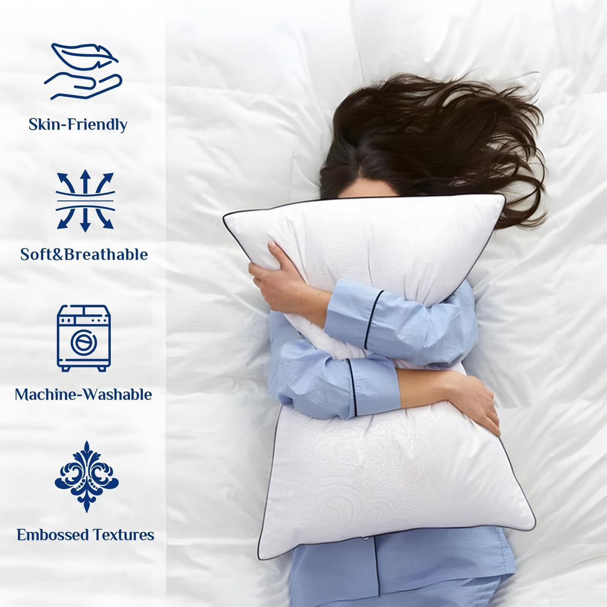 JOLLYVOGUE Down Alternative Bed Pillows, Standard (2 Pack)