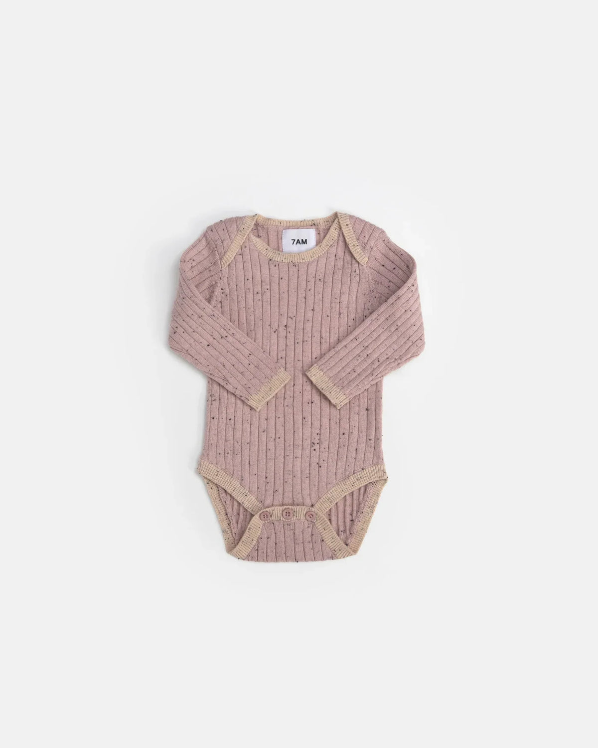 7AM Hug Me Long Sleeve Bodysuit, Ash Rose