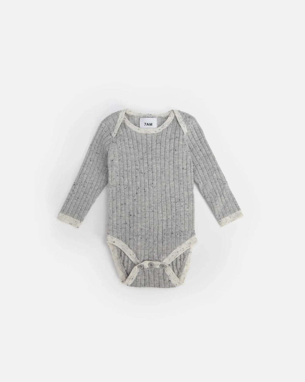 7AM Hug Me Long Sleeve Bodysuit, Light Heather Grey
