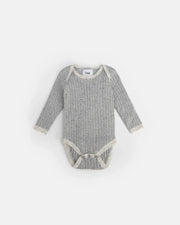 7AM Hug Me Long Sleeve Bodysuit, Light Heather Grey