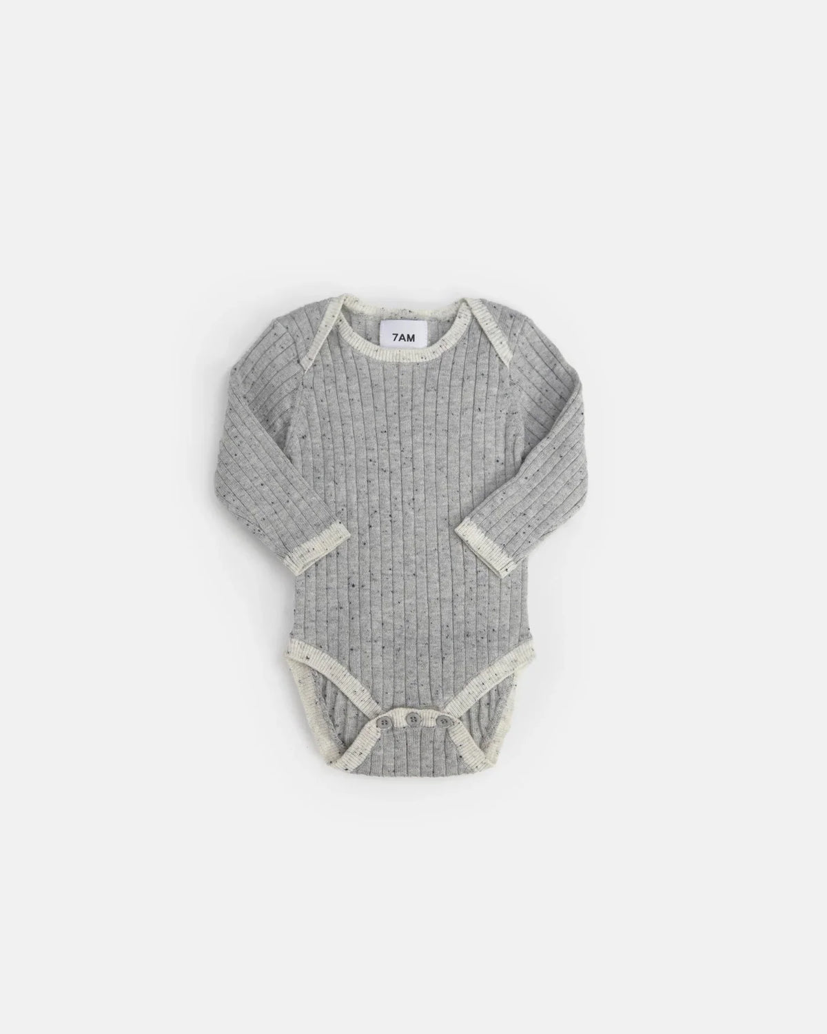 7AM Hug Me Long Sleeve Bodysuit, Light Heather Grey