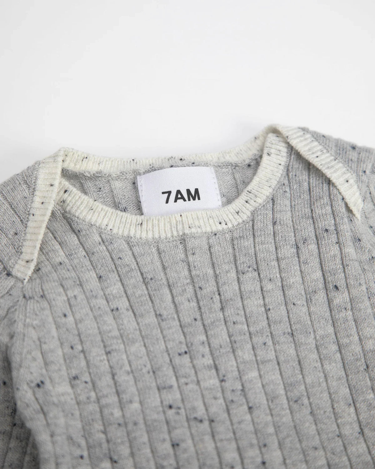 7AM Hug Me Long Sleeve Bodysuit, Light Heather Grey