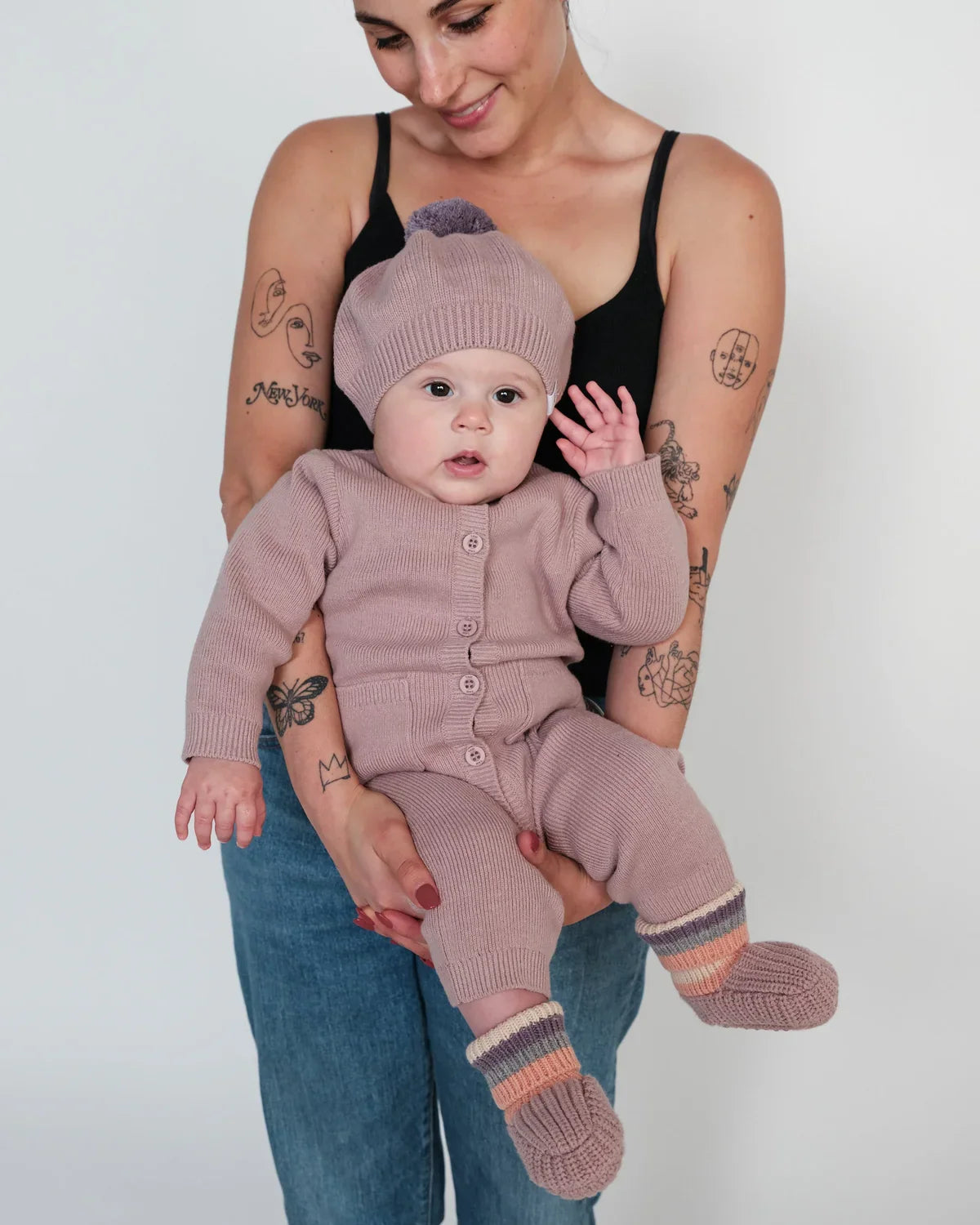 7AM Chunky Beret, Ash Rose