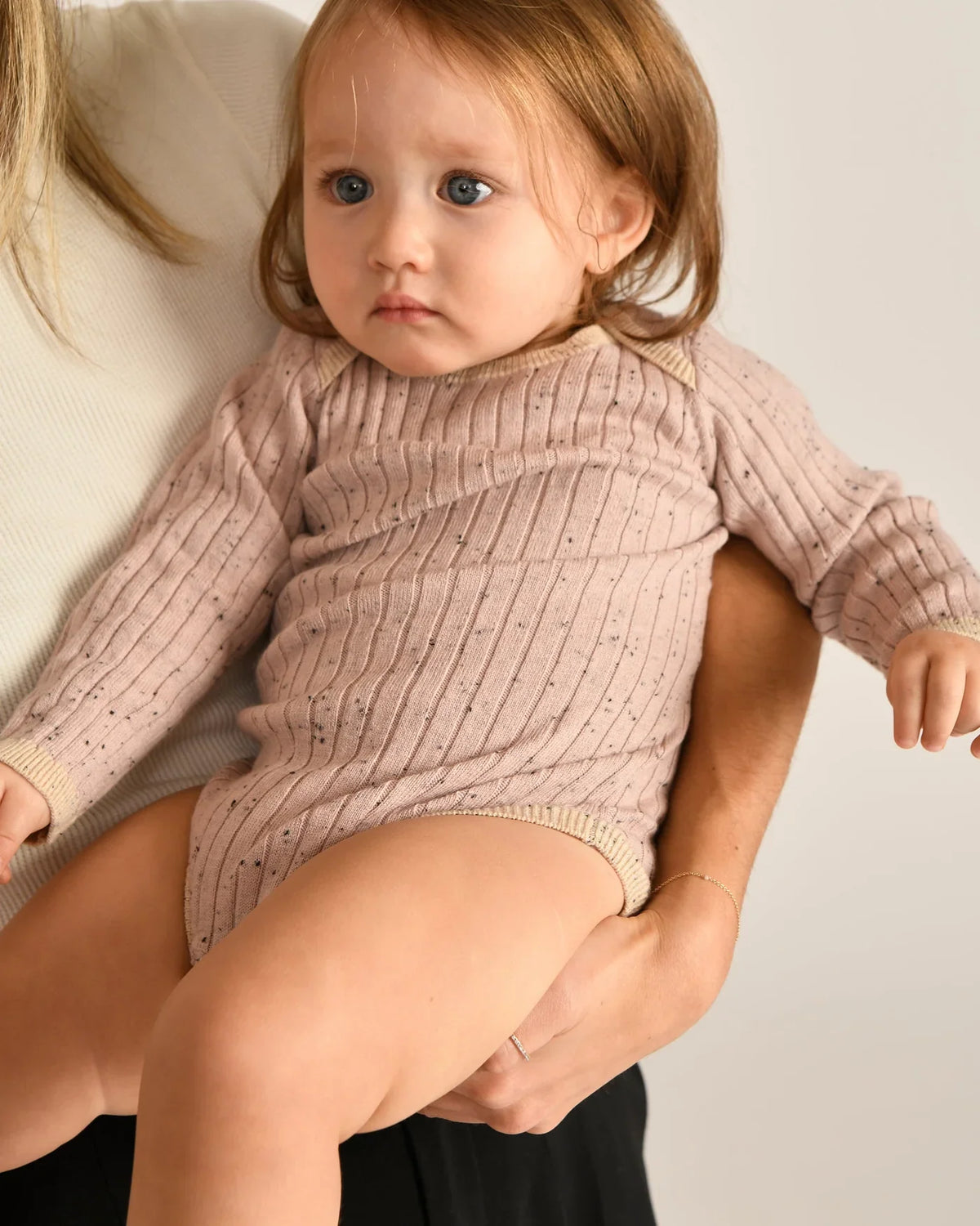 7AM Hug Me Long Sleeve Bodysuit, Ash Rose