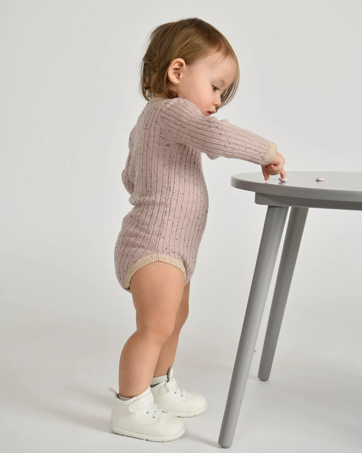 7AM Hug Me Long Sleeve Bodysuit, Ash Rose