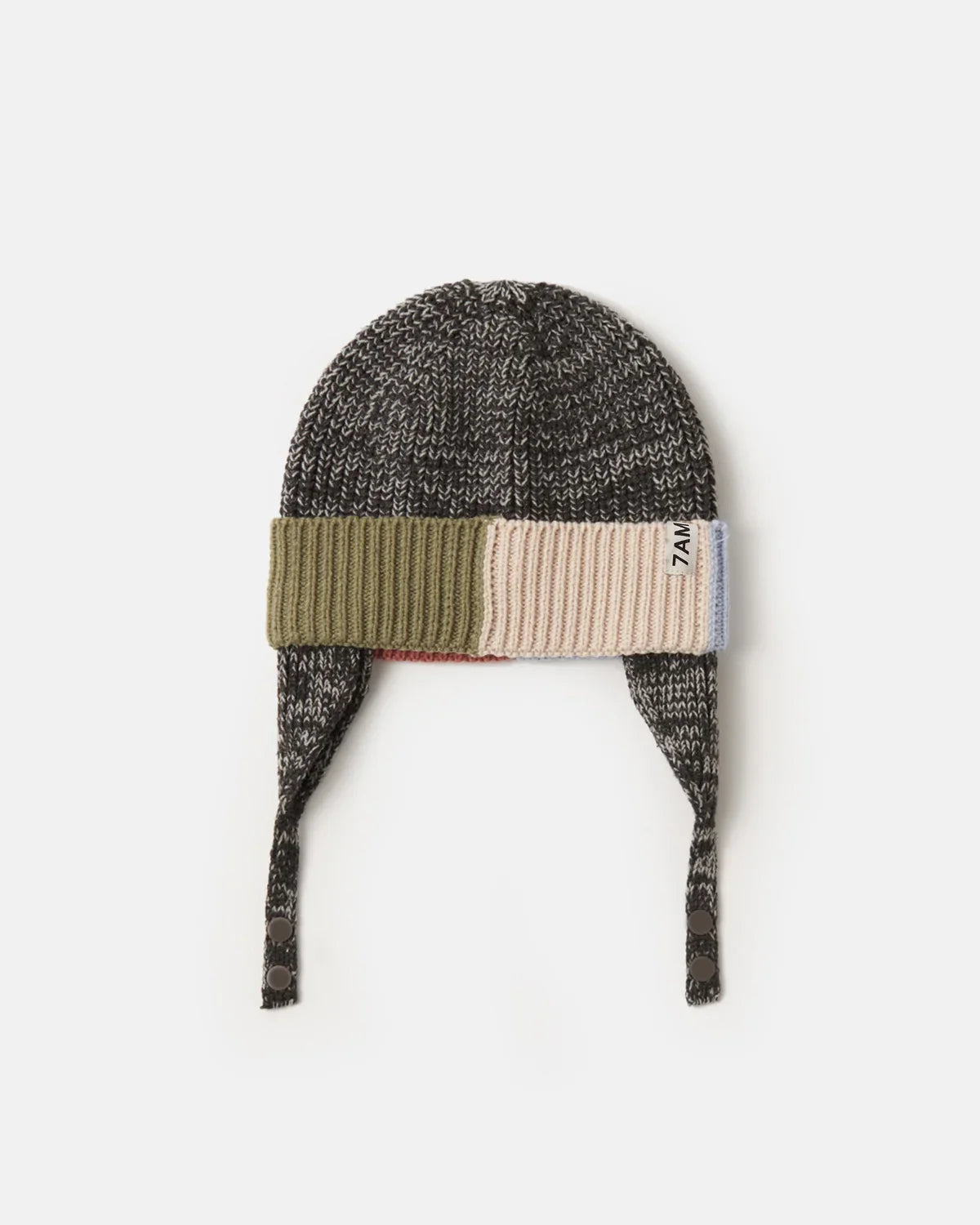 Chunky Beanie Ear Flap | Black Melange Multicolour | 7am