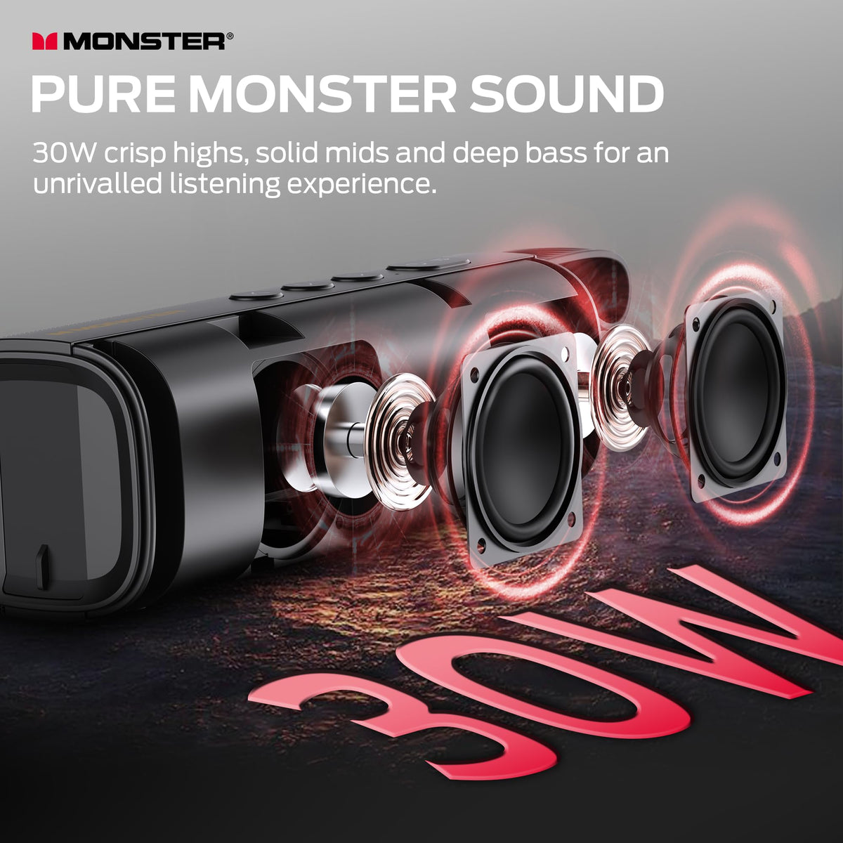 Monster S290 30W Portable Bluetooth Speaker, Black