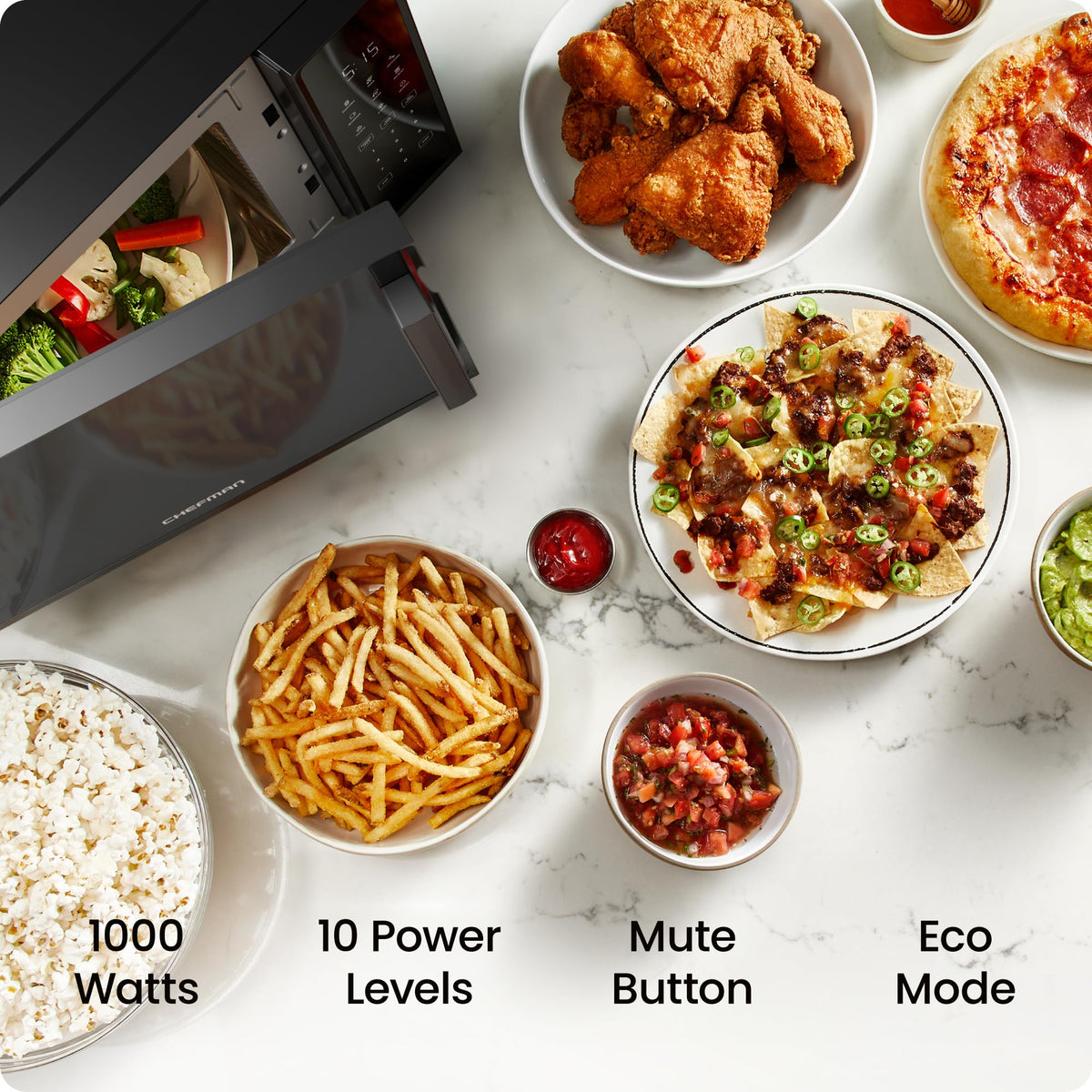 Chefman Countertop Microwave Oven, 1.1 Cu. Ft., 1000W, Black